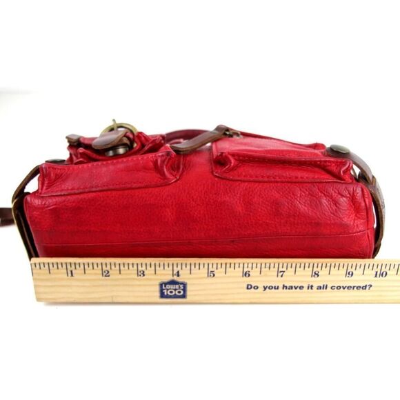 Cecile Jeanne PARIS RED GENUINE LEATHER LOGO SMALL SHOULDER BAG HANDBAG PURSE - Picture 14 of 16
